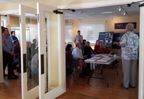 Visitors attending a PowerPoint presentation on the history of California’s highway system. For more information, call (619) 688-6670 or email CT.Public.Information.D11@dot.ca.gov