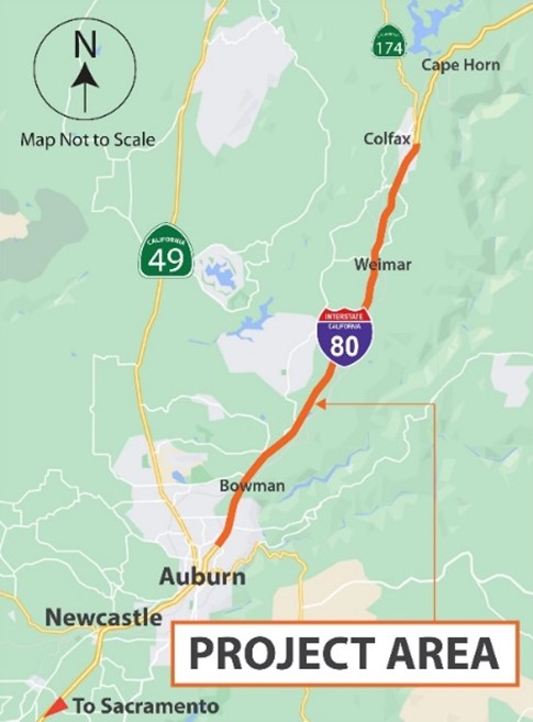map of highway 49 and 80 project area 