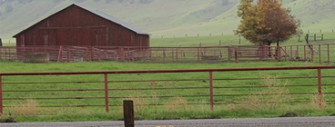 Rural highway 41 near a cattle feed barn in Fresno County