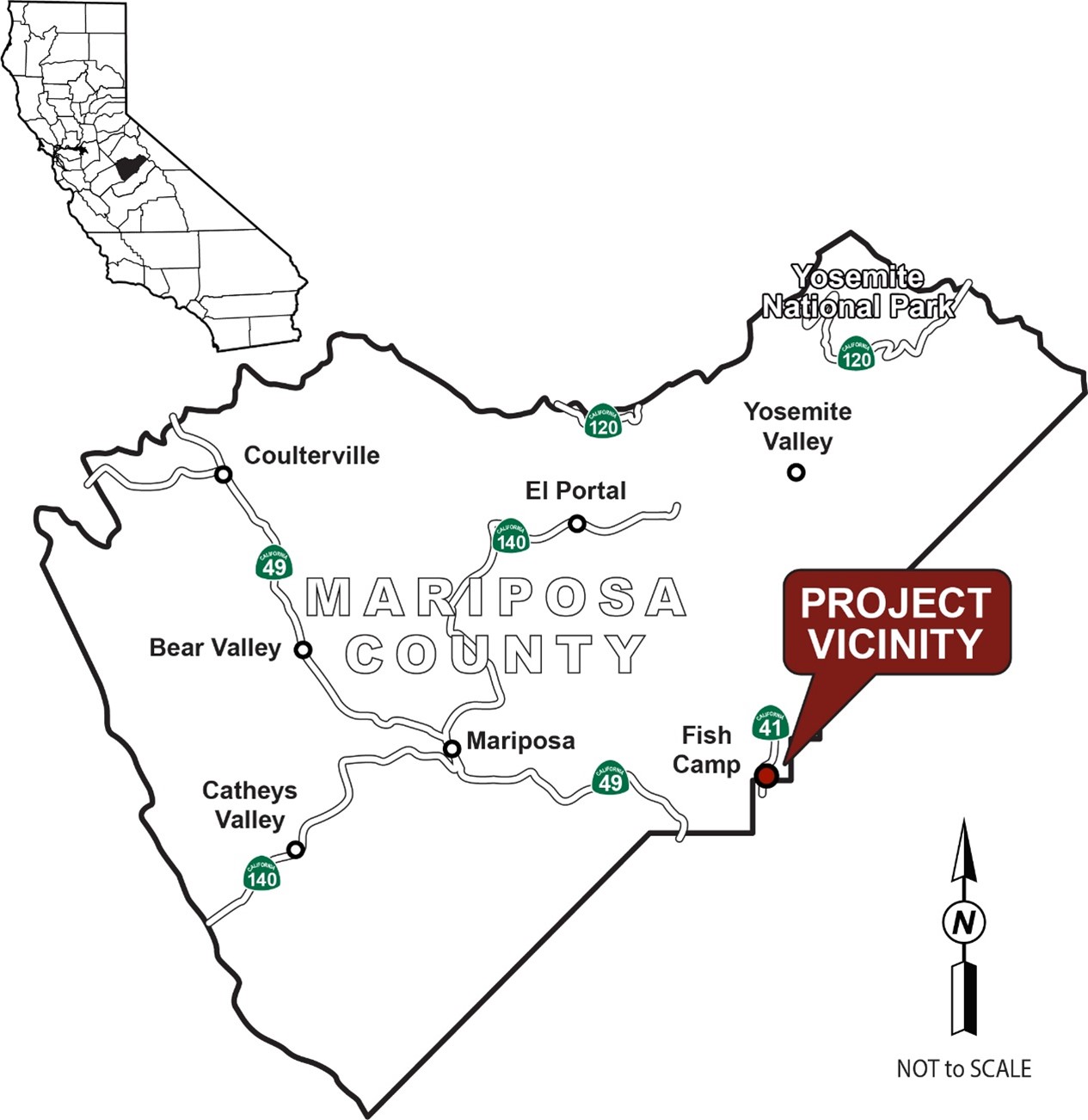 Map showing the vicinity of the project in Mariposa County on State Route 41 near Fish Camp