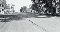 Main Street in Big Pine sits empty in this black and white picture from 1949.