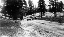 A black and white picture of the packet exchange on Tioga Pass in 1916.