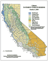 Map of Caltrans Pavement Climate Regions