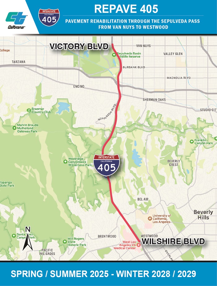 Map showing Interstate 405 Repaving Project location