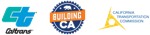 Caltrans logo, Building CA logo, and California Transportation Commission logo